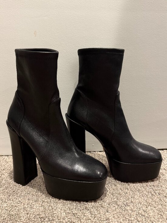 Stuart Weitzman Shoes - Stuart Weitzman Skyhigh Stretch Leather Platform Booties